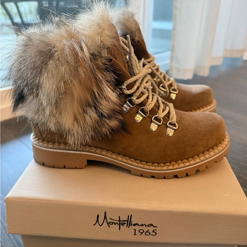 NEW IN BOX Montelliana 1965 Real Fox Fur Clara Boot 37.5
